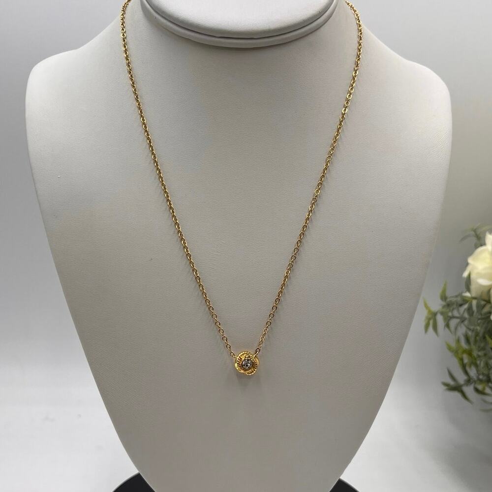 Kate Spade New York‎ Mini Twist Knot CZ Gold Tone Simple Minimalist Necklace